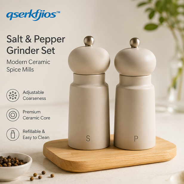 qserkfjios™ Matte Ceramic Salt & Pepper Grinder Set