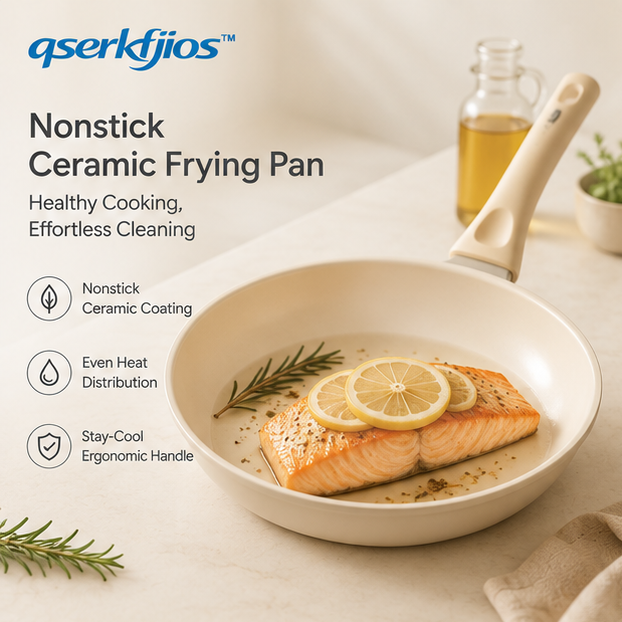 qserkfjios™ Nonstick Ceramic Frying Pan with Stay-Cool Handle